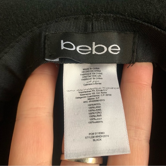 Bebe 100% Wool Black Flex Soft Felt Hat Wide Brim main image 10